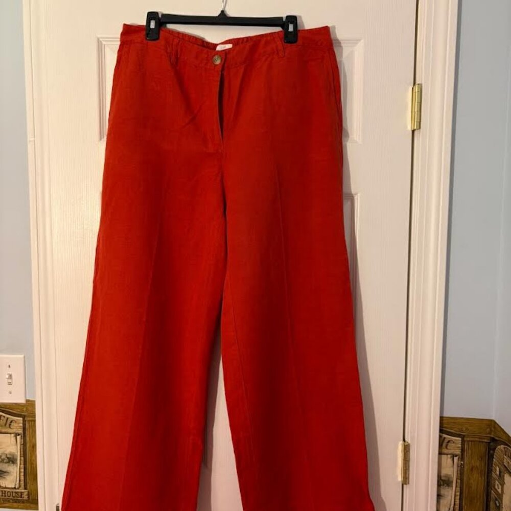 J Jill 55% linen pants, wide leg, size 14